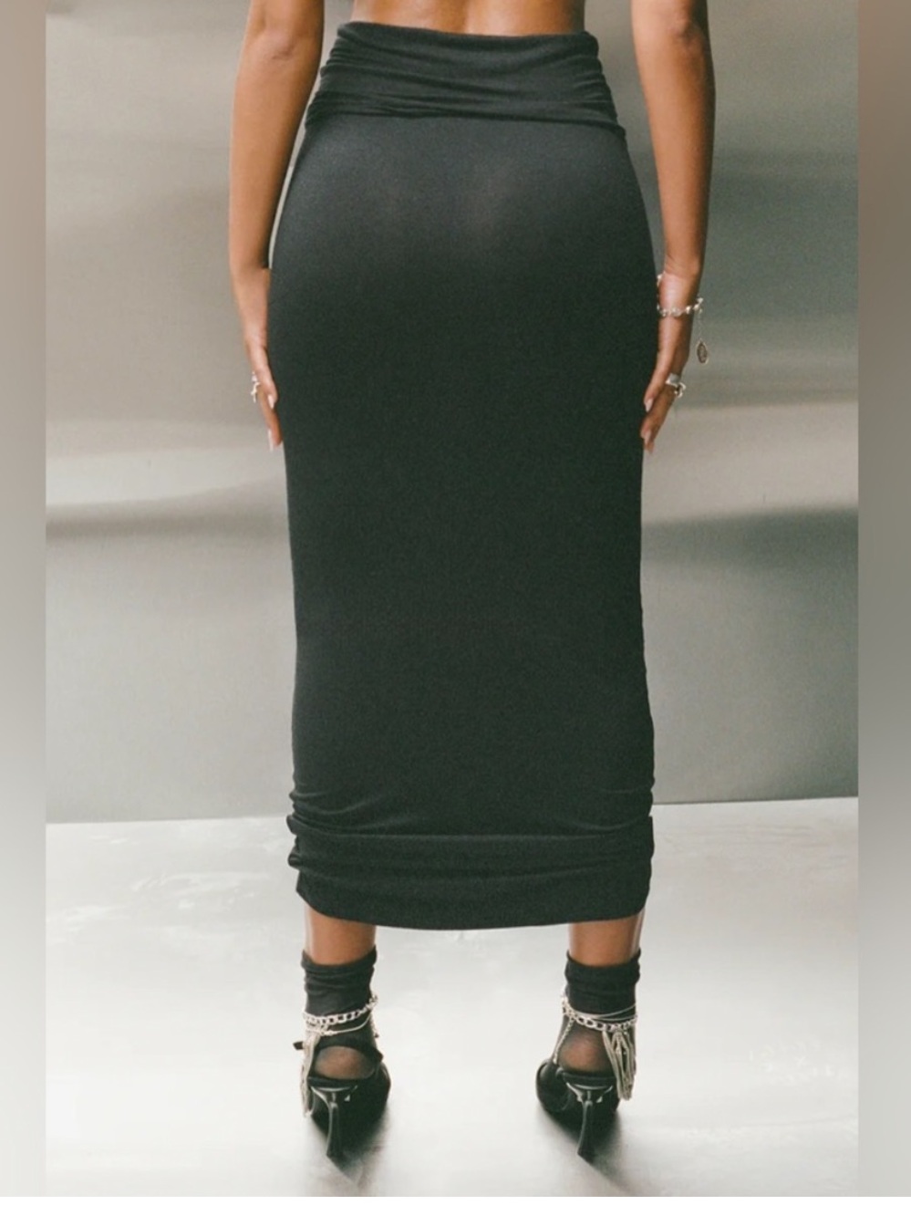 ❌SOLD❌ Joah Brown Tube Dress + Foldover Maxi Skirt Black - Picture 2 of 12